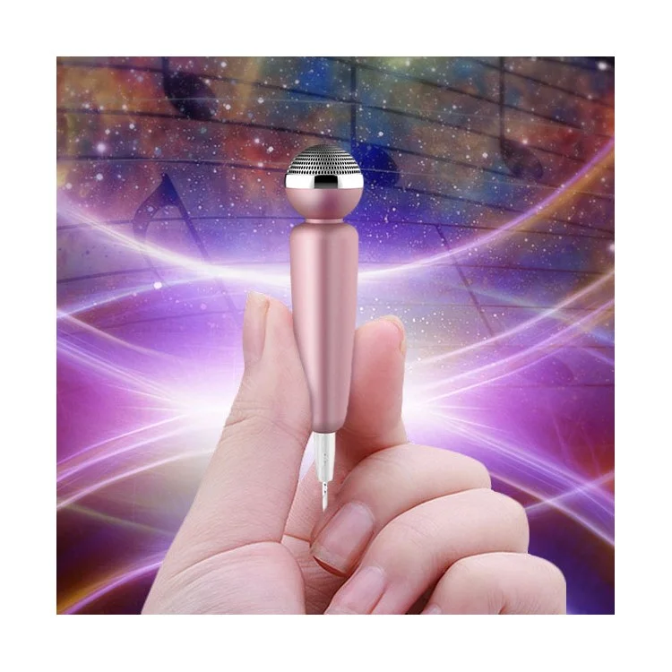 IK 2 in 1 Handheld K Song Microphone with 3.5mm Stereo Earphone for Phone Tablet Computer - Rose Gold Color