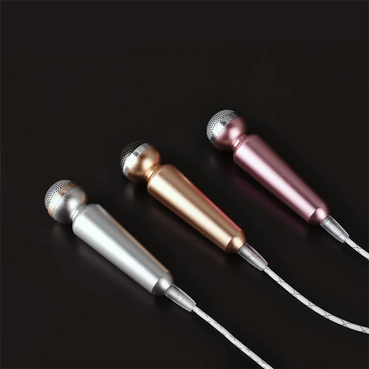 IK 2 in 1 Handheld K Song Microphone with 3.5mm Stereo Earphone for Phone Tablet Computer - Rose Gold Color