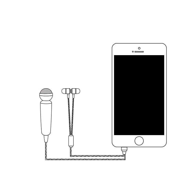 IK 2 in 1 Handheld K Song Microphone with 3.5mm Stereo Earphone for Phone Tablet Computer - Rose Gold Color
