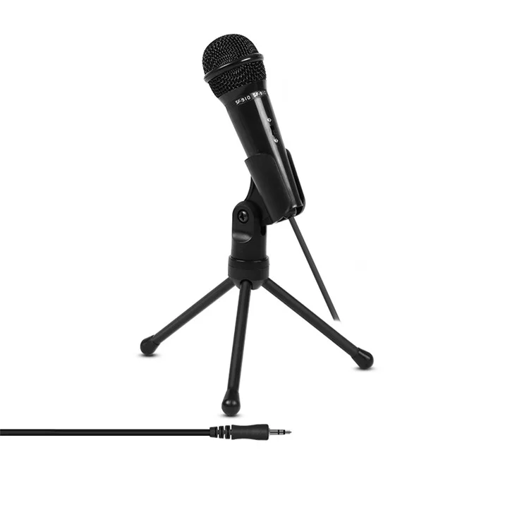 YANMAI SF-910 3.5mm Professional Condenser Microphone with Tripod Stand for PC - Black