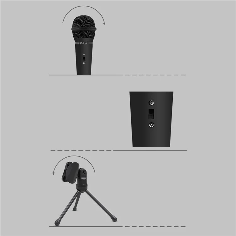 YANMAI SF-910 3.5mm Professional Condenser Microphone with Tripod Stand for PC - Black