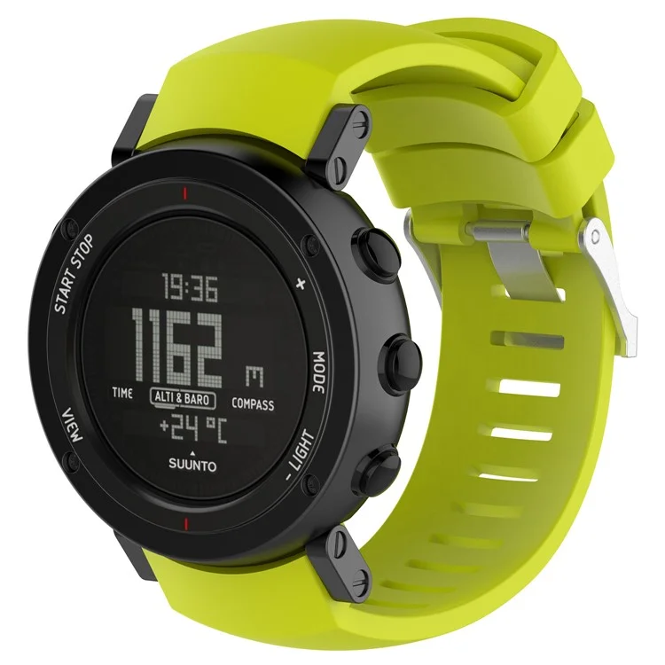 Reemplazo de Banda de Reloj Flexible de Silicona Clásica Para Suunto Core Alu Black - Verde