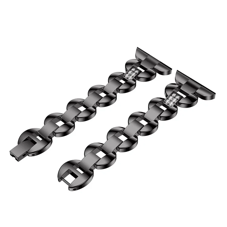 Diamond Shape Inlaid Stainless Steel Link Chain Wrist Watch Band (without Frame) for Fitbit Blaze - Black