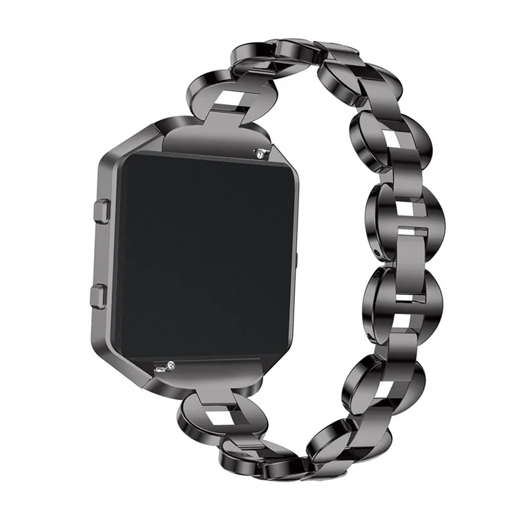 Diamond Shape Inlaid Stainless Steel Link Chain Wrist Watch Band (without Frame) for Fitbit Blaze - Black
