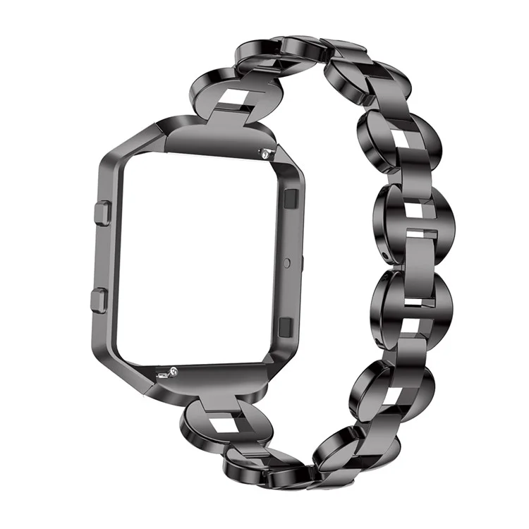 Diamond Shape Inlaid Stainless Steel Link Chain Wrist Watch Band (without Frame) for Fitbit Blaze - Black