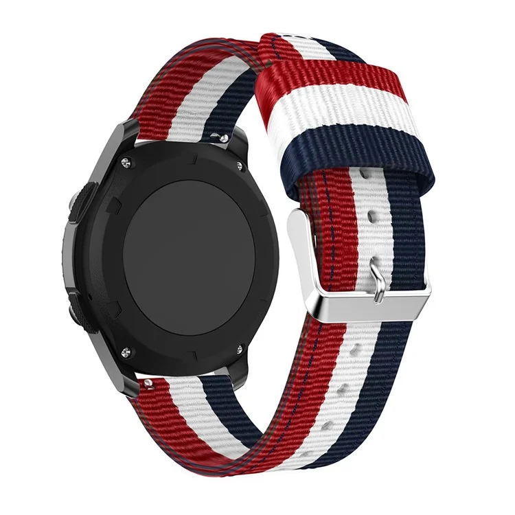 Adjustable Woven Nylon Replacement Watch Strap for Samsung Gear S3 Frontier / Classic - Dark Blue / White / Red