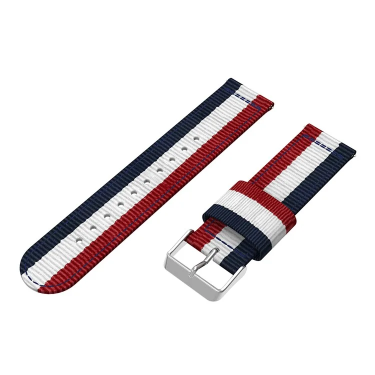 Adjustable Woven Nylon Replacement Watch Strap for Samsung Gear S3 Frontier / Classic - Dark Blue / White / Red