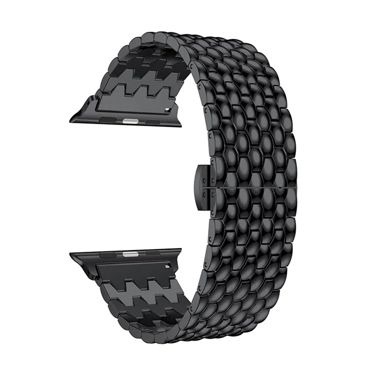 Per Apple Watch Series 10 42mm / 9 8 7 41mm / SE (2023) SE (2022) SE 6 5 4 40mm / 3 2 1 38mm 316L acciaio inossidabile Smart Watch Band Strap con fibbia a farfalla - Nero