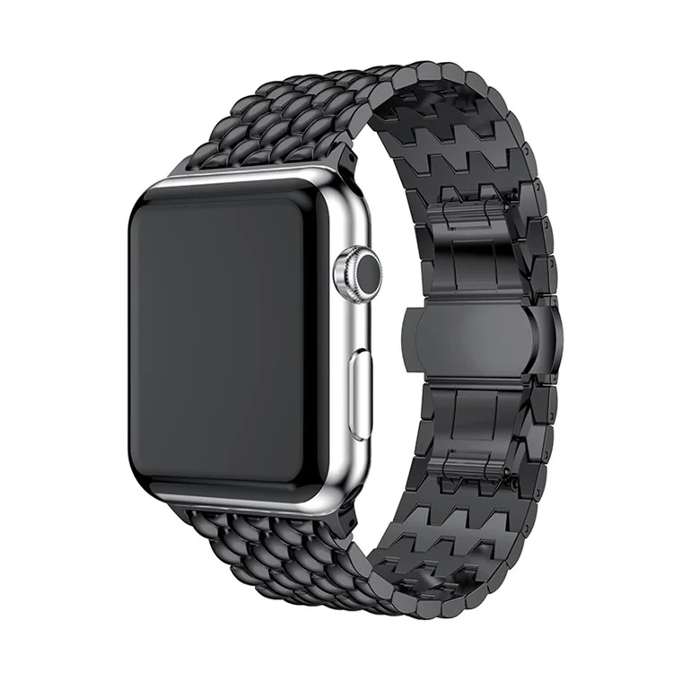 Per Apple Watch Series 10 42mm / 9 8 7 41mm / SE (2023) SE (2022) SE 6 5 4 40mm / 3 2 1 38mm 316L acciaio inossidabile Smart Watch Band Strap con fibbia a farfalla - Nero