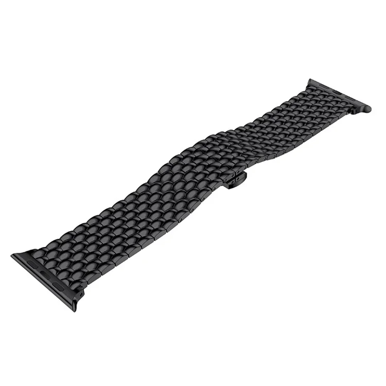 Per Apple Watch Series 10 42mm / 9 8 7 41mm / SE (2023) SE (2022) SE 6 5 4 40mm / 3 2 1 38mm 316L acciaio inossidabile Smart Watch Band Strap con fibbia a farfalla - Nero