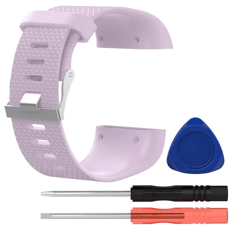 TPE Soft Watch Strap Replacement with Installation Tools for Fitbit Surge - Light Purple, Size: S