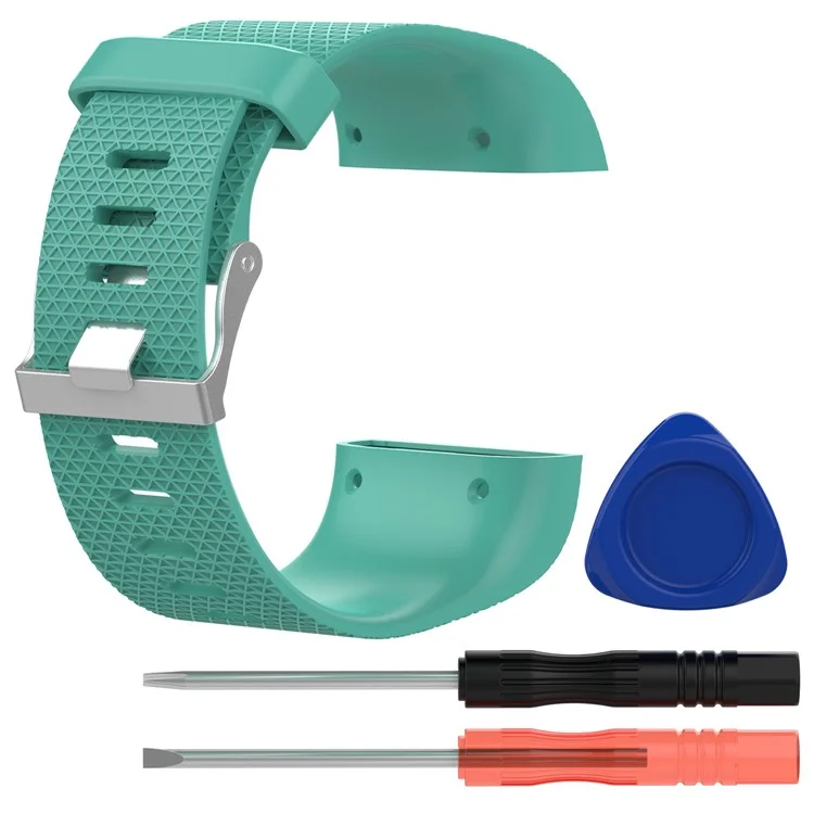 Pour Fitbit Surge Soft TPE Watch Band Avec Des Outils D'installation - Cyan, Taille: S