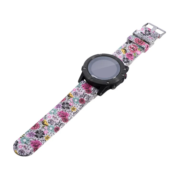 26mm Silicone Watch Band Bracelet Strap for Garmin Fenix3 Quatix 3 Fenix 5X Fenix 3 HR Smart Watch - Colorful Flowers