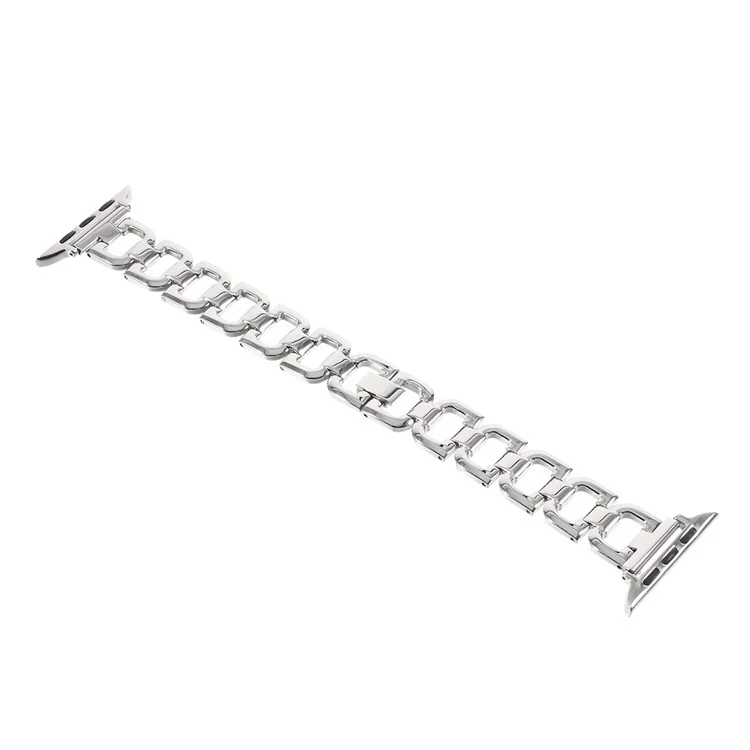 Letter D Link Chain Wrist Watch Band for Apple Watch Series 3 Series 2 Series 1 42mm - Silver Color
