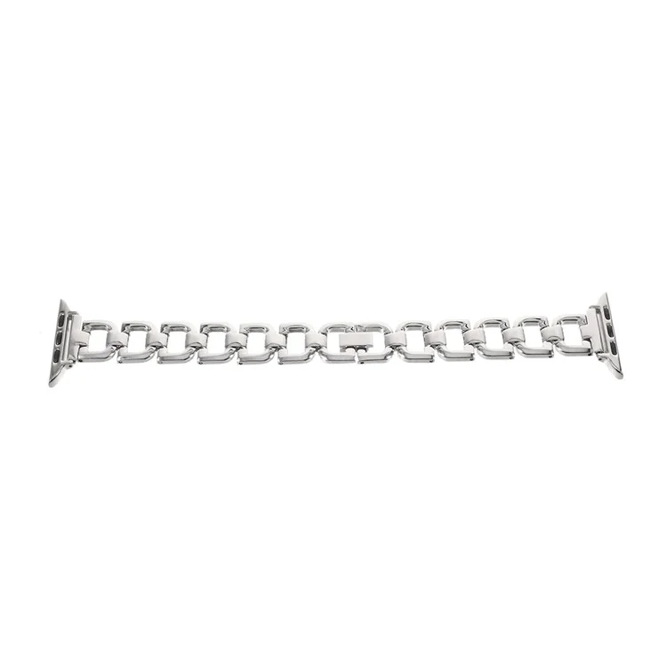 Letter D Link Chain Wrist Watch Band for Apple Watch Series 3 Series 2 Series 1 42mm - Silver Color