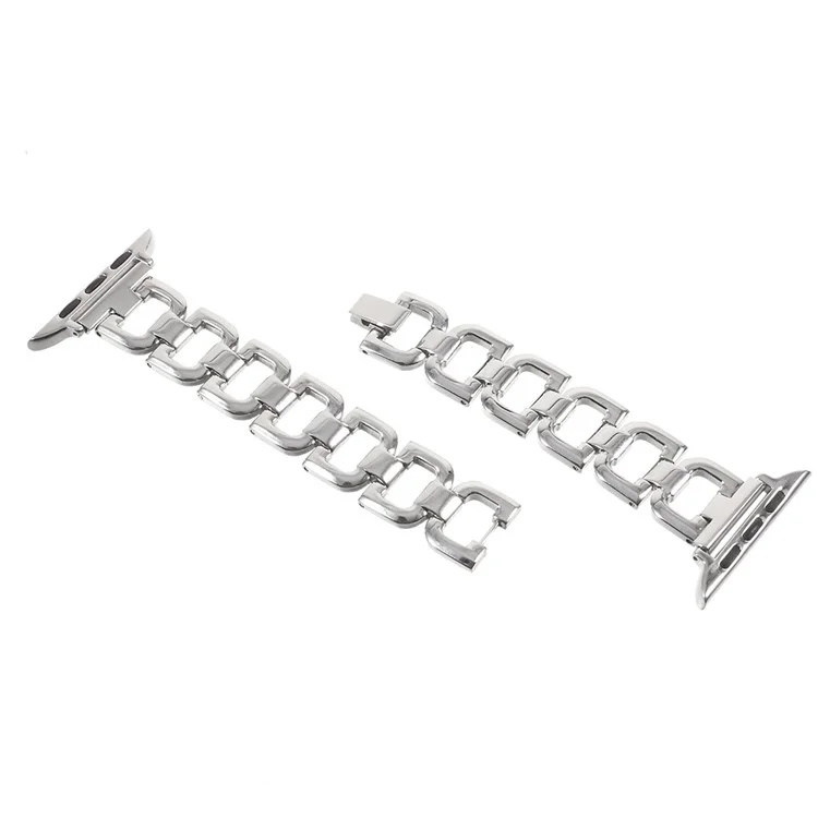 Letter D Link Chain Wrist Watch Band for Apple Watch Series 3 Series 2 Series 1 42mm - Silver Color