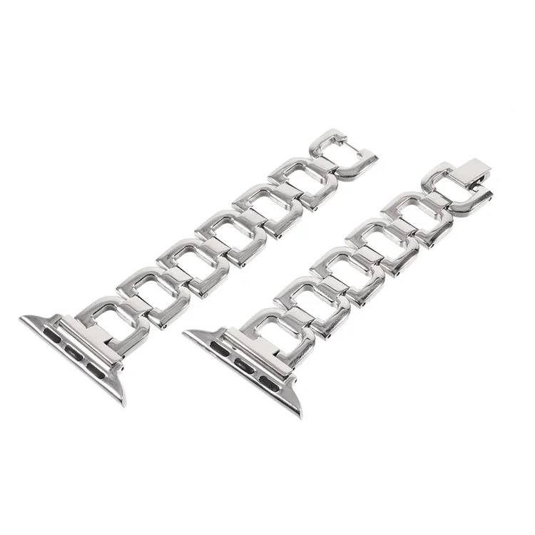 Letter D Link Chain Wrist Watch Band for Apple Watch Series 3 Series 2 Series 1 42mm - Silver Color