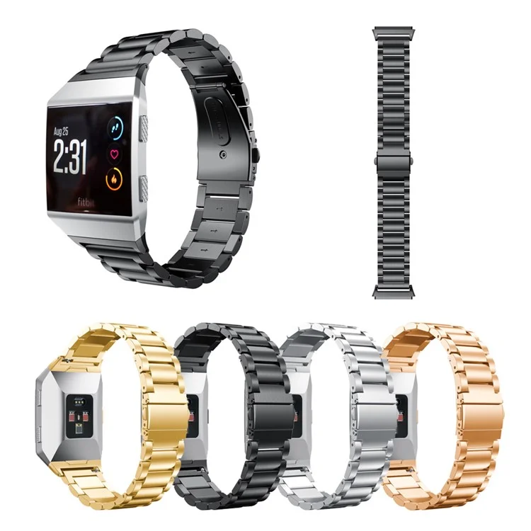 Solid Stainless Steel Watch Band Replacement for Fitbit Ionic - Black