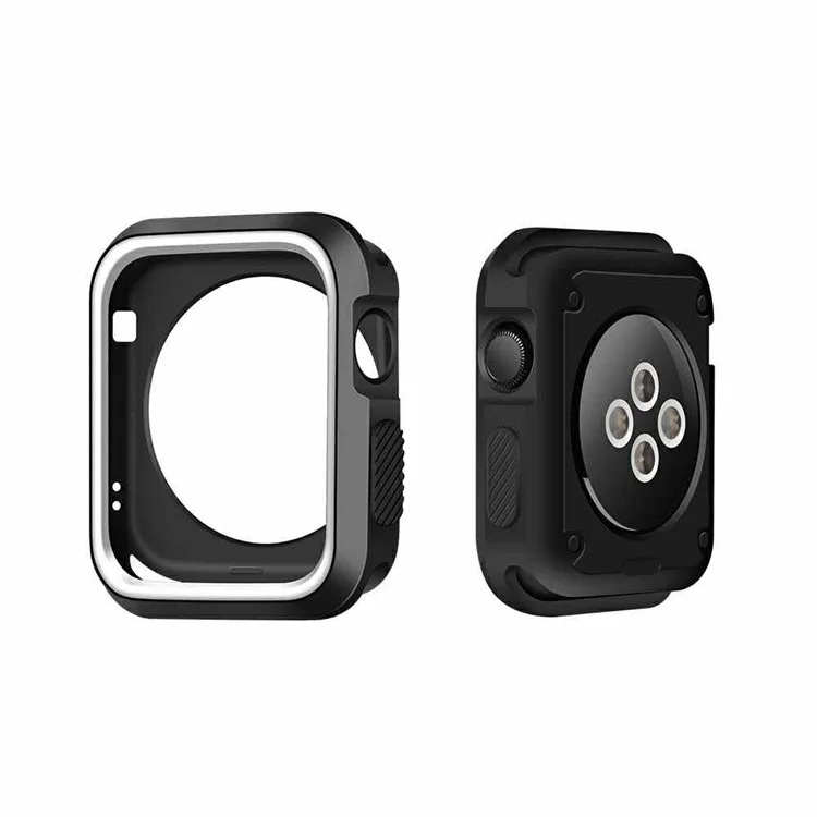 Dual-color Soft Silicone Watch Case for Apple Watch Series 3/2/1 38mm - Black + White