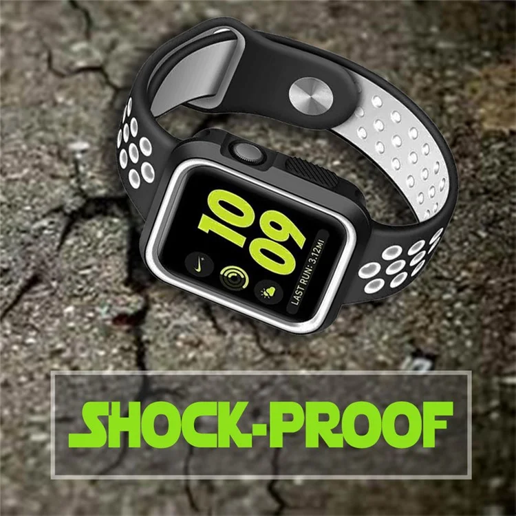 Dual-color Soft Silicone Watch Case for Apple Watch Series 3/2/1 38mm - Black + White