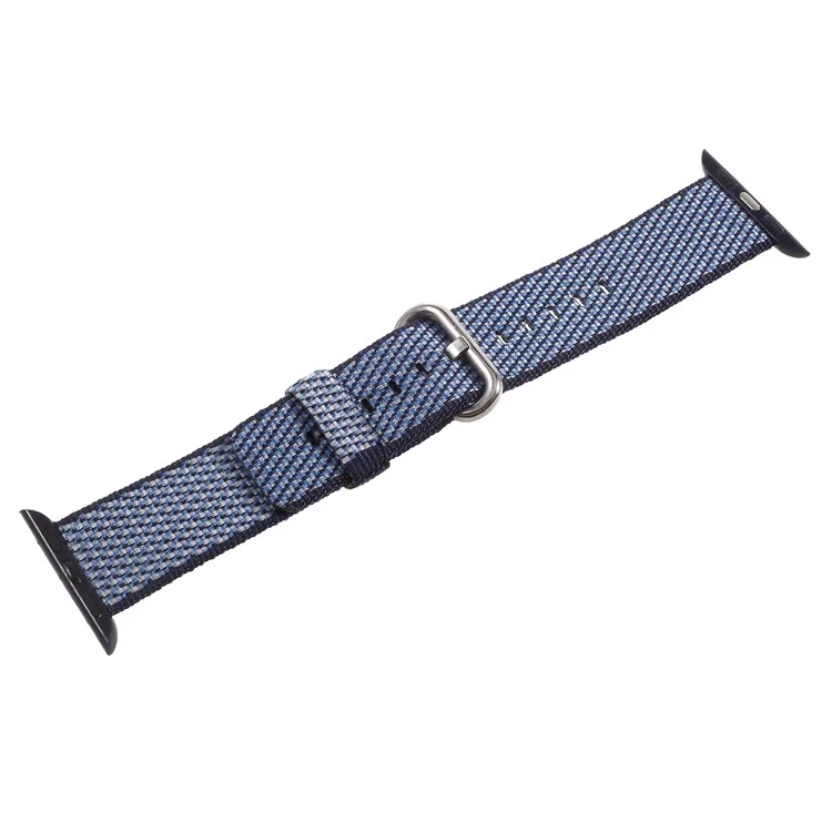 Metal Buckle Nylon Watch Band for Apple Watch Series 3/2/1 38mm - Dark Blue