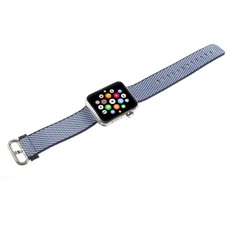 Metal Buckle Nylon Watch Band for Apple Watch Series 3/2/1 38mm - Dark Blue