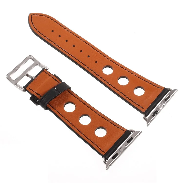 PU Leather Watch Band with Metal Buckle for Apple Watch Series 3/2/1 38mm - Black