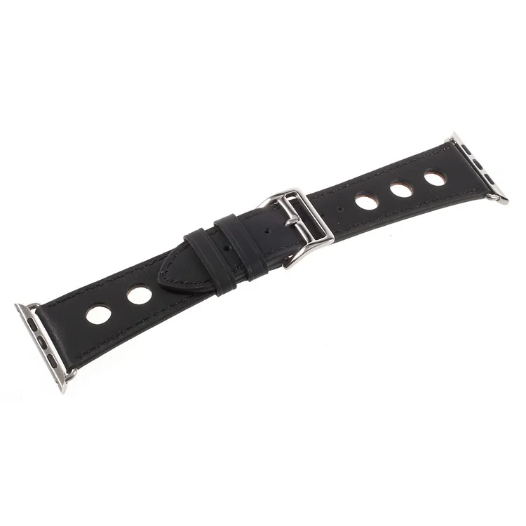 PU Leather Watch Band with Metal Buckle for Apple Watch Series 3/2/1 38mm - Black