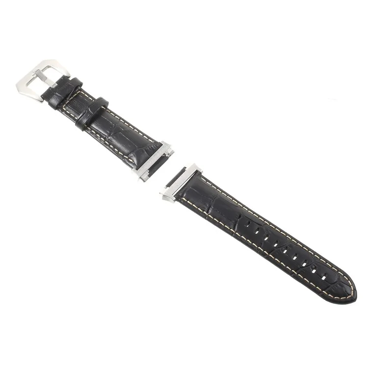 Crocodile Texture Genuine Leather Watch Band for Apple Watch Series 3/2/1 42mm - Black
