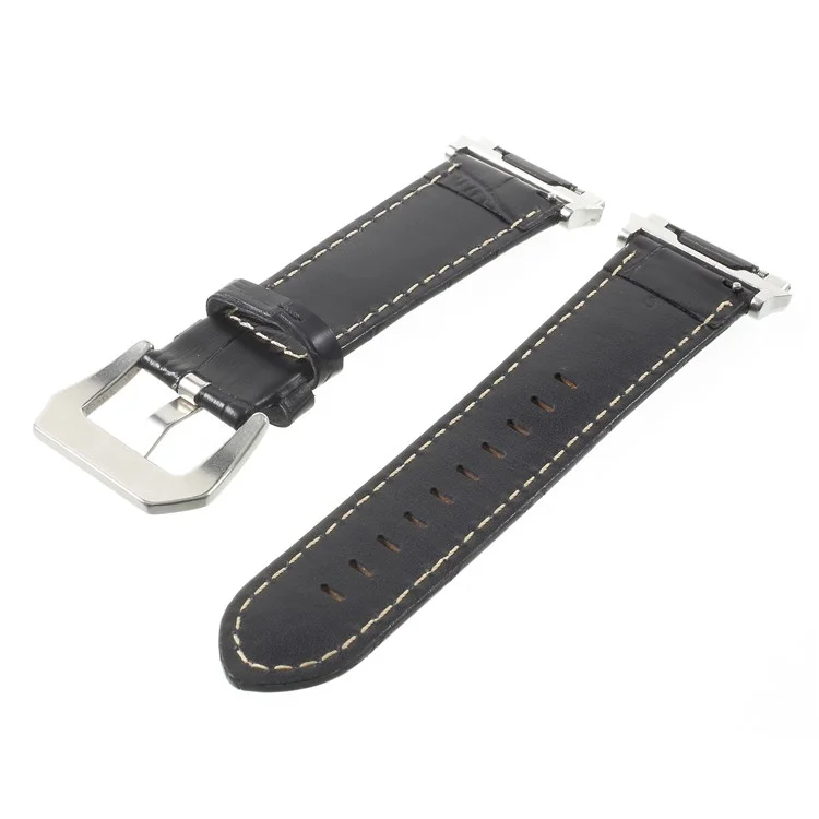 Crocodile Texture Genuine Leather Watch Band for Apple Watch Series 3/2/1 42mm - Black