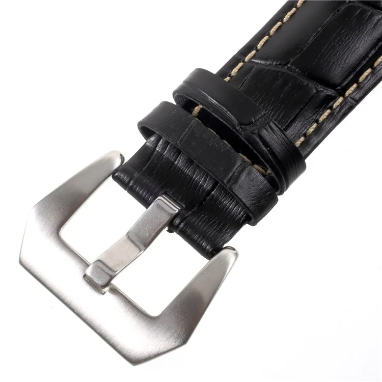 Crocodile Texture Genuine Leather Watch Band for Apple Watch Series 3/2/1 42mm - Black