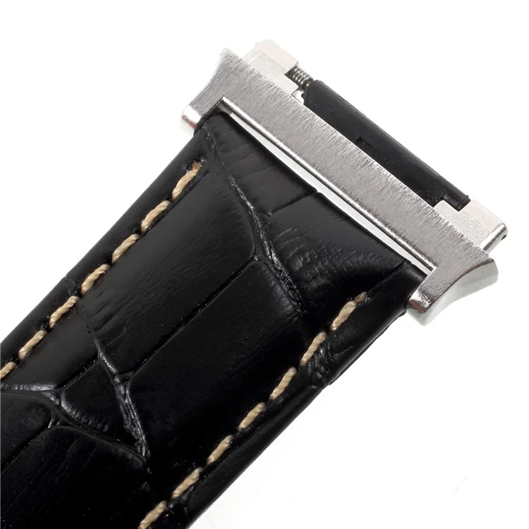 Crocodile Texture Genuine Leather Watch Band for Apple Watch Series 3/2/1 42mm - Black
