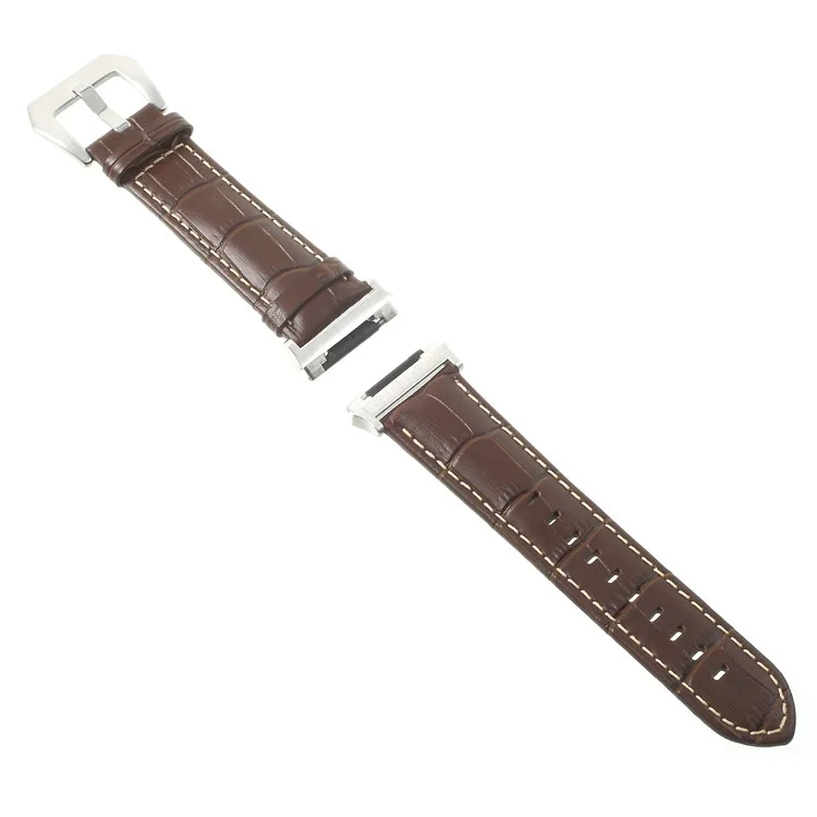 Crocodile Texture Genuine Leather Watch Strap Replacement for Apple Watch Series 3/2/1 42mm - Coffee