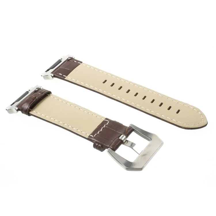 Crocodile Texture Genuine Leather Watch Strap Replacement for Apple Watch Series 3/2/1 42mm - Coffee
