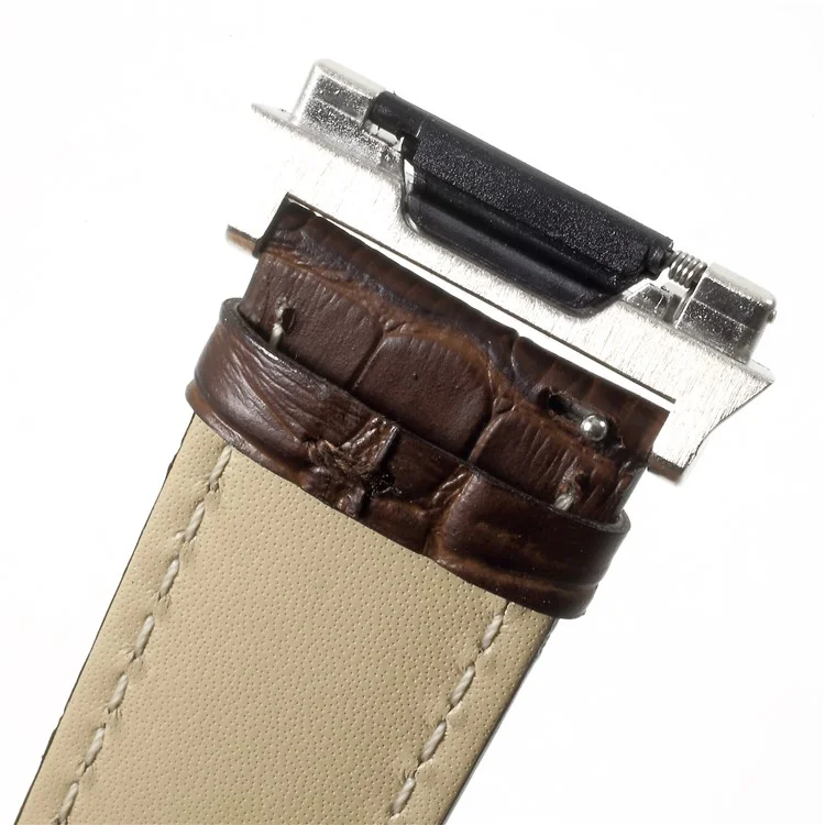 Crocodile Texture Genuine Leather Watch Strap Replacement for Apple Watch Series 3/2/1 42mm - Coffee