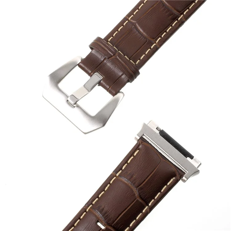 Crocodile Texture Genuine Leather Watch Strap Replacement for Apple Watch Series 3/2/1 42mm - Coffee