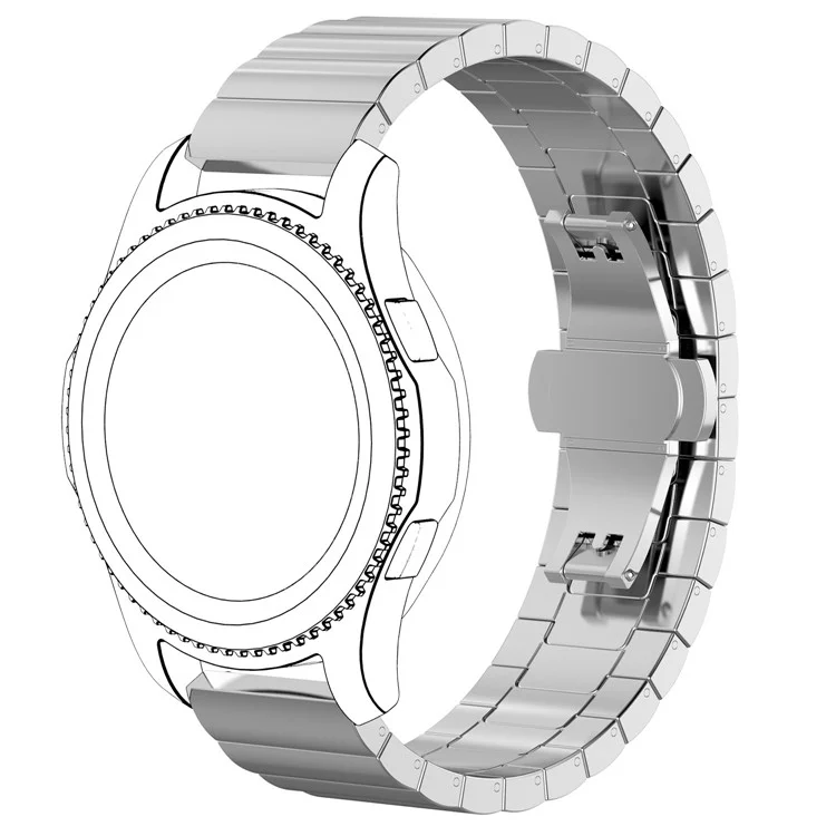 22mm Sólido Aço Inoxidável Link Chain Watch Band Para Samsung Gear S3 Classic / S3 Frontier - Cor Prata