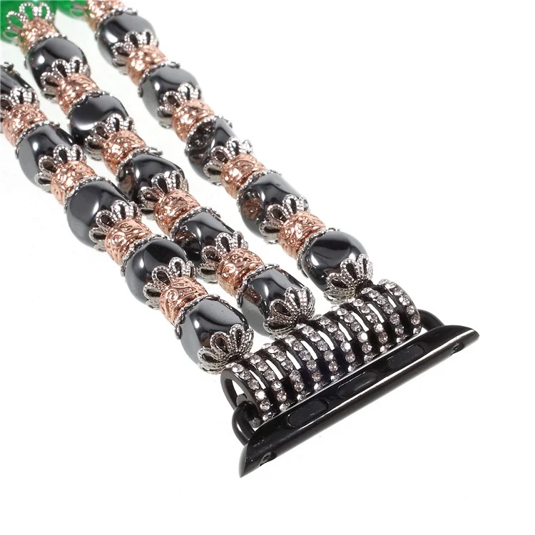 XINCUCO Luxury Hematite Jade Beads Elastic Stretch Watch Band Bracelet for Apple Watch Series 3/2/1 42mm