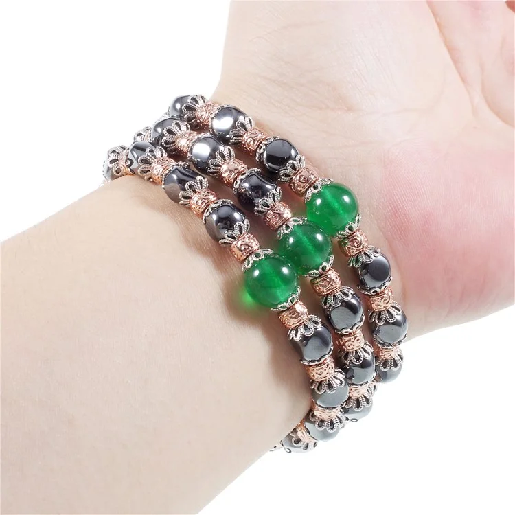 XINCUCO Luxury Hematite Jade Beads Elastic Stretch Watch Band Bracelet for Apple Watch Series 3/2/1 42mm