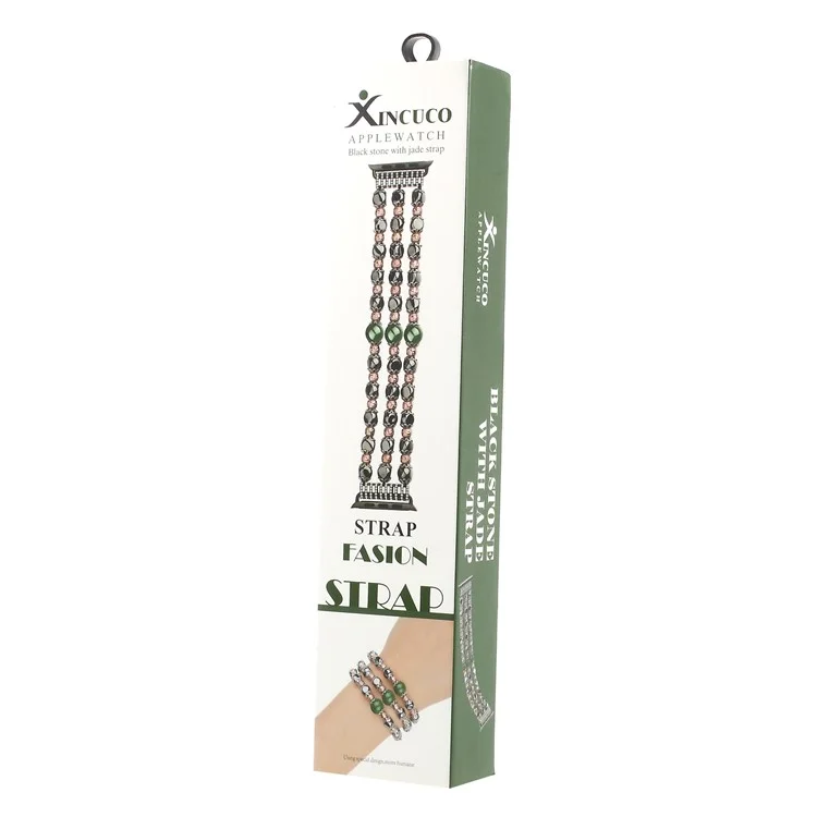 XINCUCO Luxury Hematite Jade Beads Elastic Stretch Watch Band Bracelet for Apple Watch Series 3/2/1 42mm