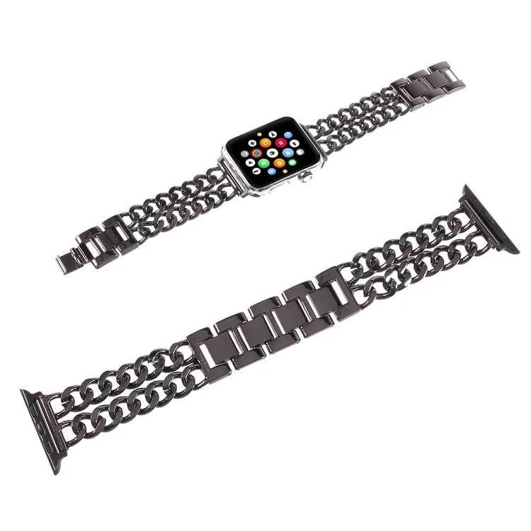 XINCUCO Luxury Metal Cowboy Chain Watch Strap for Apple Watch Series 3/2/1 38mm - Black