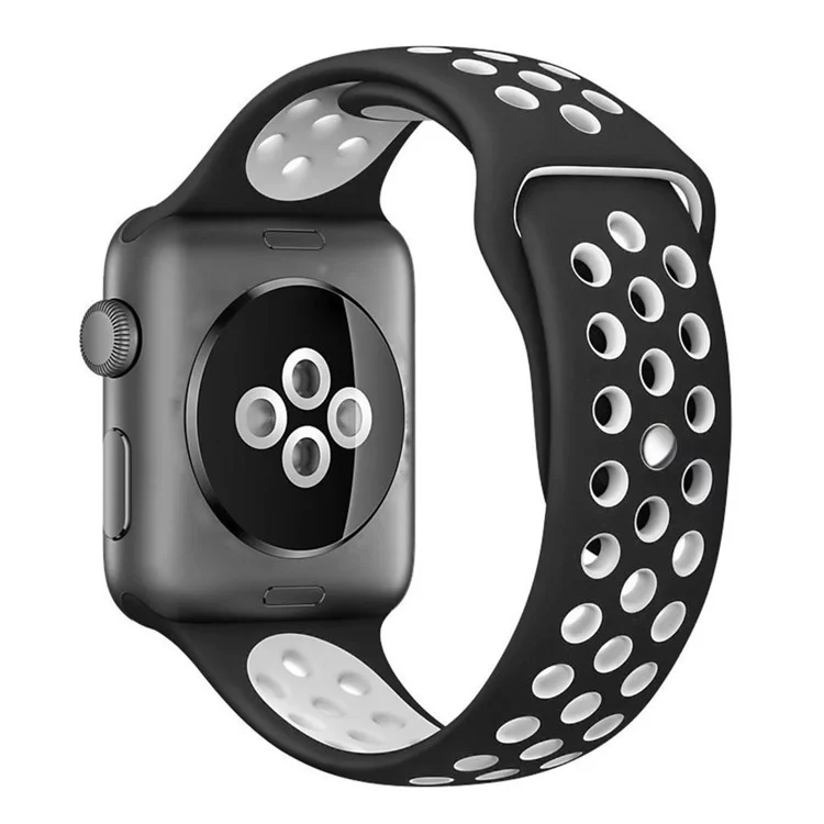Breathable Hollow Holes Silicone Watch Band for Apple Watch Series 3/2/1 42mm - White