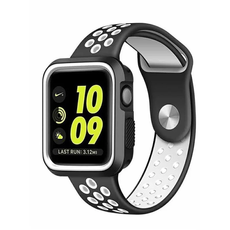 Breathable Hollow Holes Silicone Watch Band for Apple Watch Series 3/2/1 42mm - White