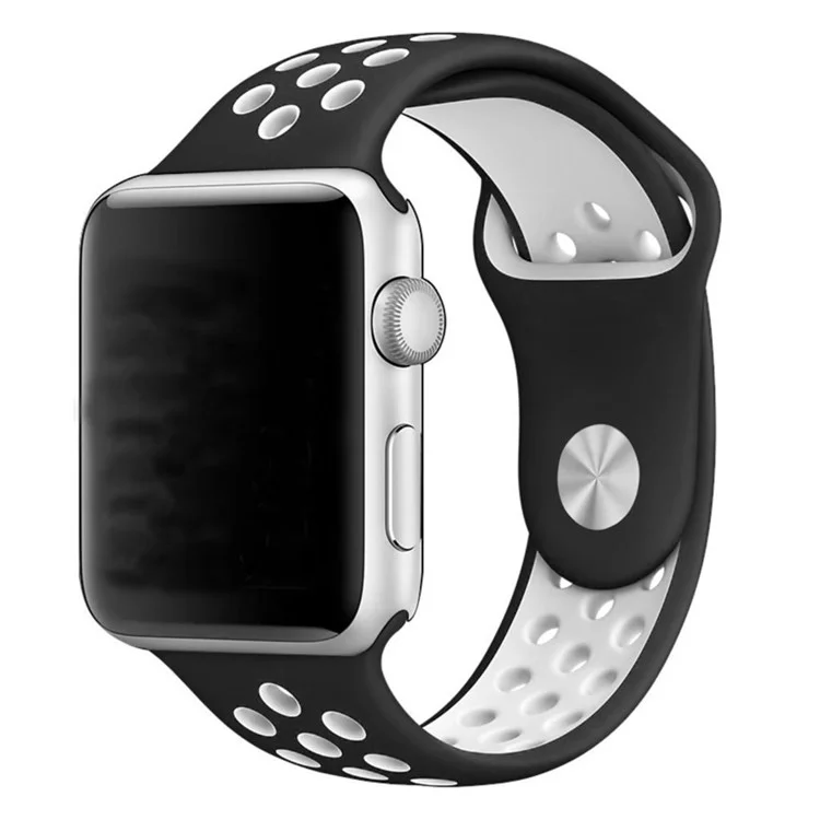 Breathable Hollow Holes Silicone Watch Band for Apple Watch Series 3/2/1 42mm - White