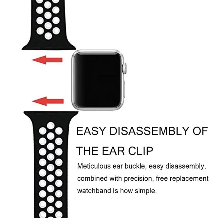 Breathable Hollow Holes Silicone Watch Band for Apple Watch Series 3/2/1 42mm - White