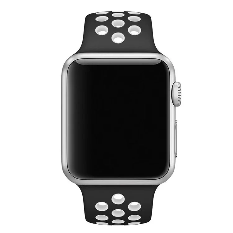 Breathable Hollow Holes Silicone Watch Band for Apple Watch Series 3/2/1 42mm - White