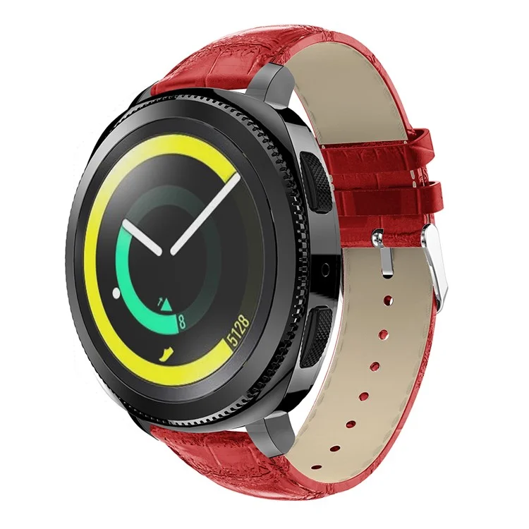 20mm Crocodile Texture Genuine Leather Watch Wrist Band for Samsung Galaxy Gear Sport - Red