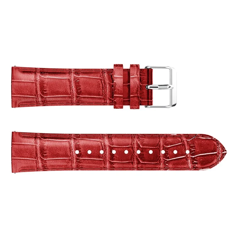20mm Crocodile Texture Genuine Leather Watch Wrist Band for Samsung Galaxy Gear Sport - Red