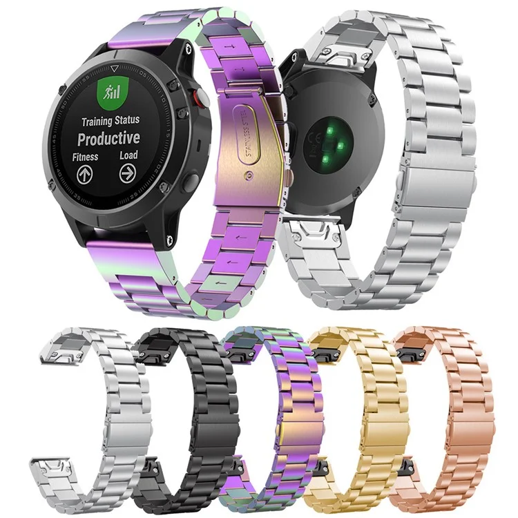 Per Garmin Fenix ​​5 / ForeRunner 935 22mm Acciaio Inossidabile Acciaio Inossidabile Band Pieghevole Chiusura Per Polso Polso Sostituzione Del Cinturino - Nero