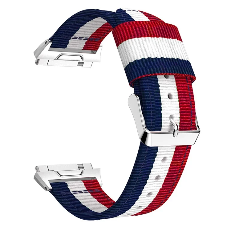 For Fitbit Ionic Vertical Stripes Nylon Watch Band, Width: 22mm -  Red/White/Blue
